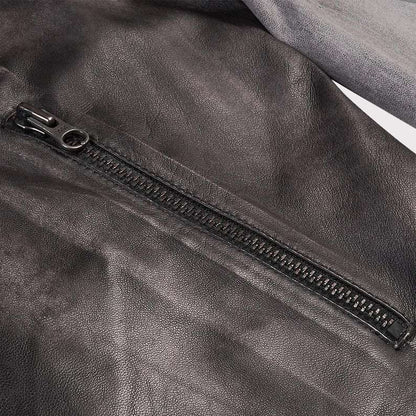 Distressed Varsity Style Leather Baseball Jacket  - Recreated