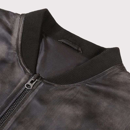 Distressed Varsity Style Leather Baseball Jacket  - Recreated