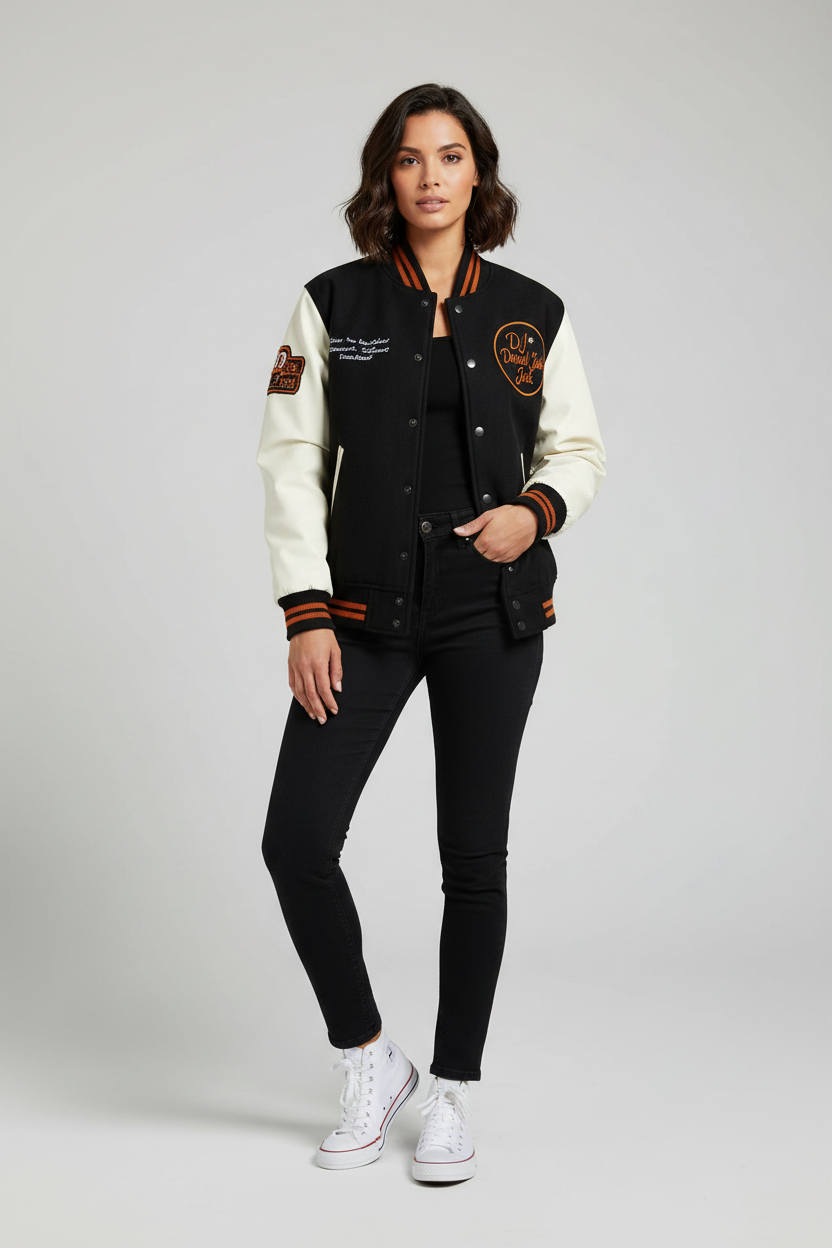 DJ Daniel Jack Varsity Jacket – Female Model