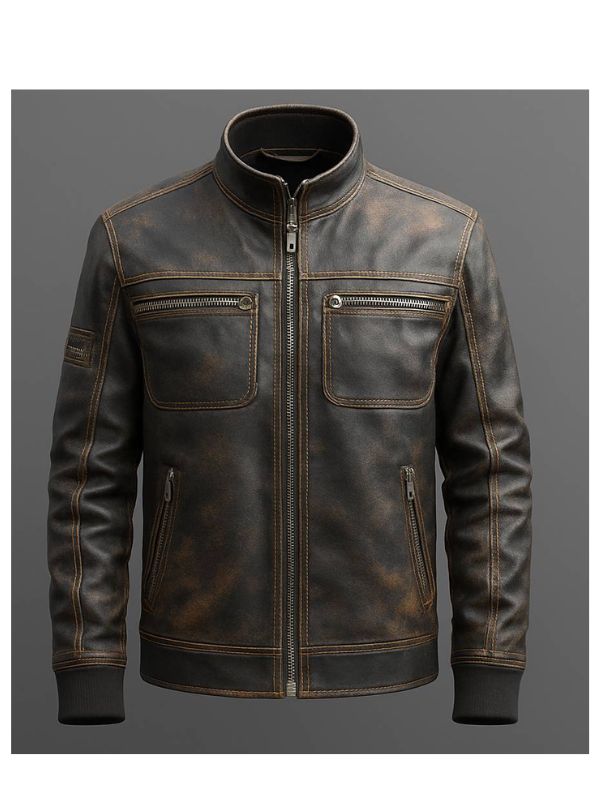 Enzo Leather Brown Jacket - Men Leather Jacket Brown