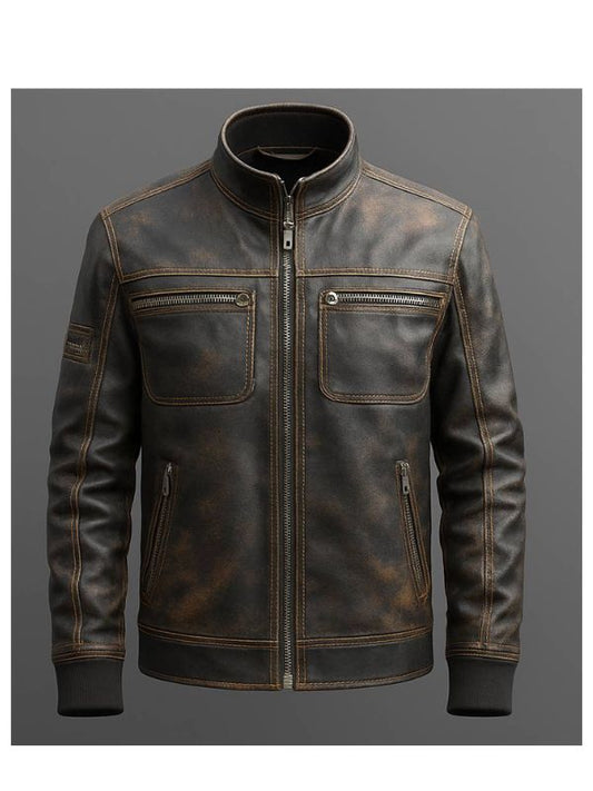 Enzo Leather Brown Jacket - Men Leather Jacket Brown