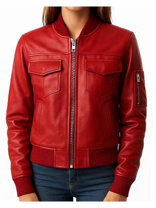 Freya Leather Red Jacket - Women Leather Jacket Red
