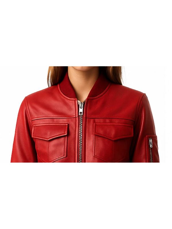 Freya Leather Red Jacket - Women Leather Jacket Red