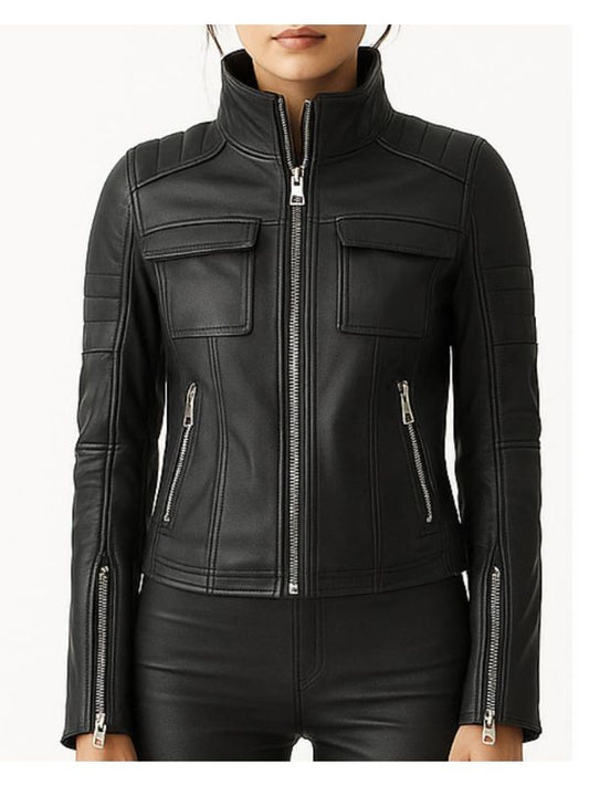 Grace Leather Black Jacket - Women Leather Jacket Black