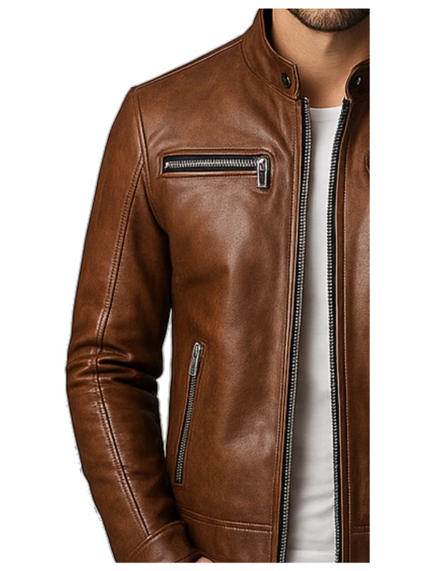 Henry Brown Leather Jacket - Men Leather Jacket Brown