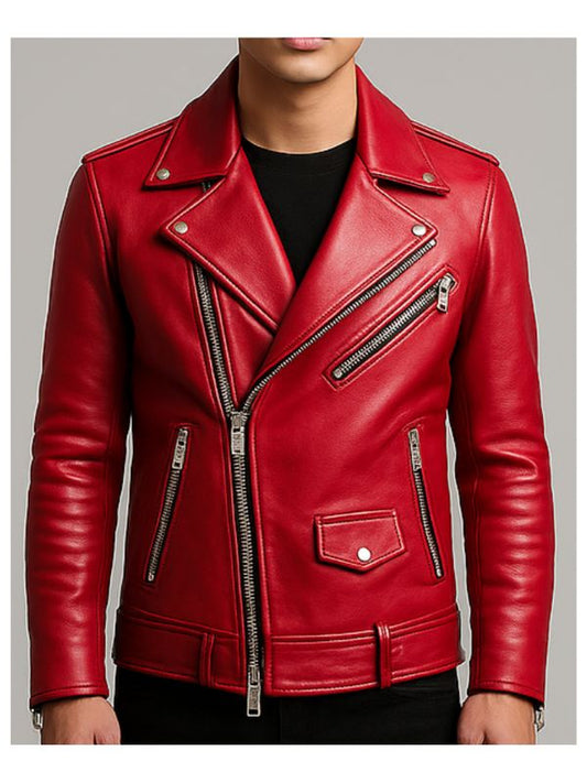 Isaac Red Leather Jacket - Leather Jacket for Men Red