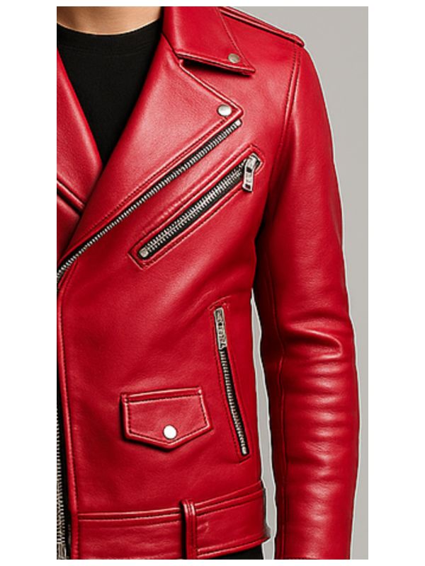 Isaac Red Leather Jacket - Leather Jacket for Men Red