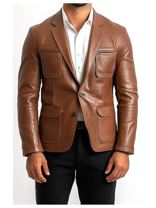 Jack Brown Premium Leather Blazer -  Leather Jacket For Men