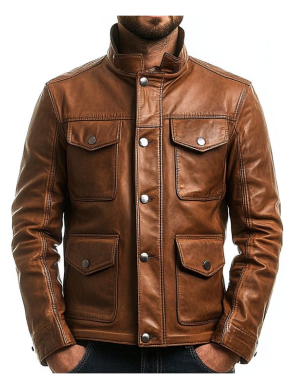 Jacob Leather Brown Jacket - Men Leather Jacket Brown