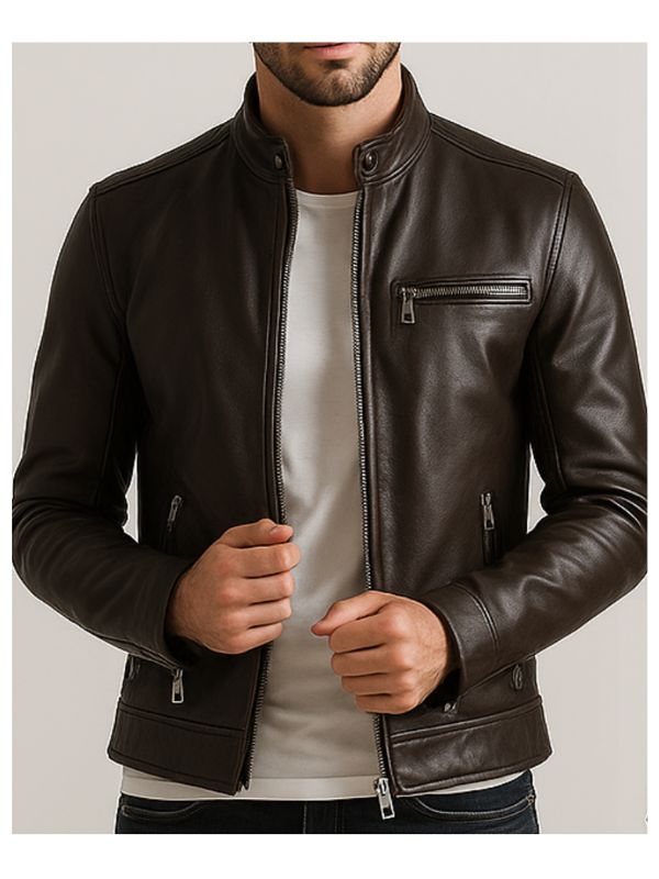 James Leather Brown Jacket - Men Leather Jacket Brown