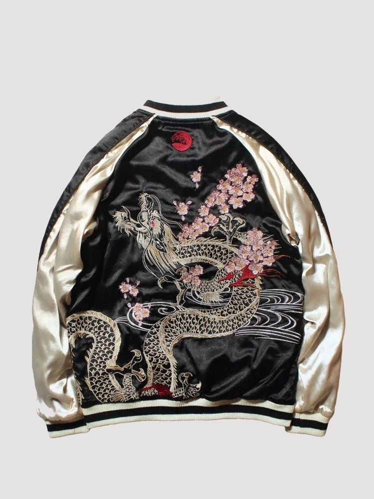 Japanese Dragon and Flower Bomber 'Shinjuku' - Sublimation Jacket ( Recreated Edition )