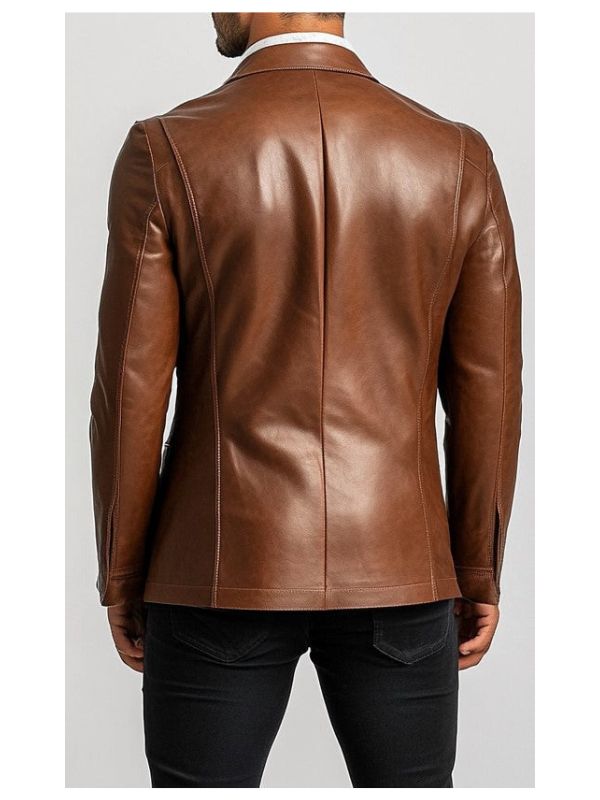 Leo Stylish Brown Premium Leather Blazer