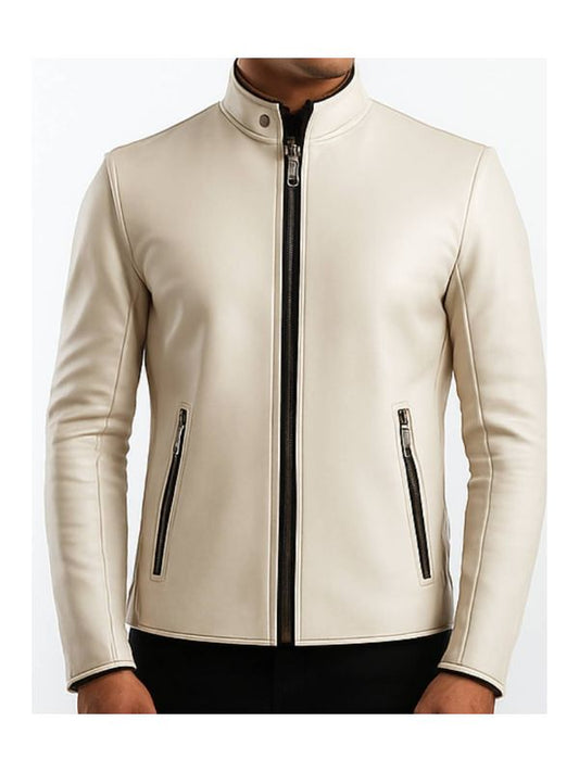 Logan white Leather Jacket - Men Leather Jacket white