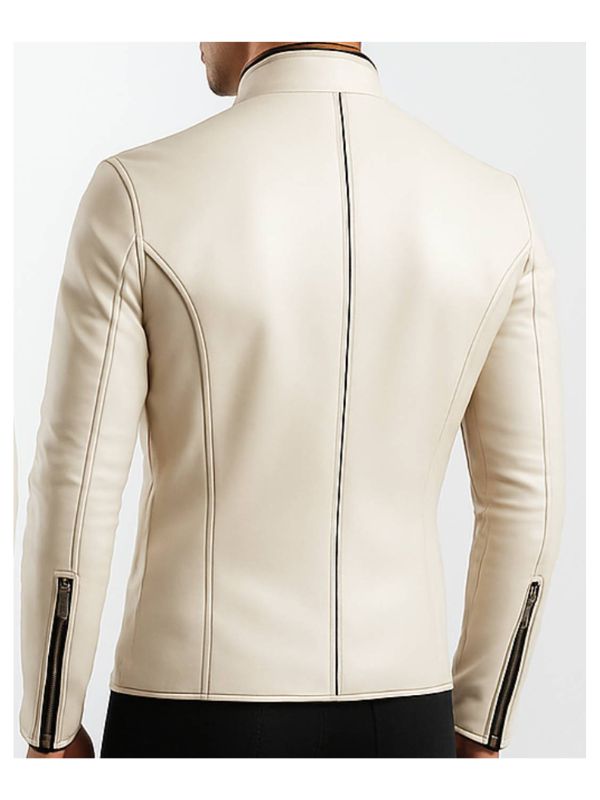 Logan white Leather Jacket - Men Leather Jacket white