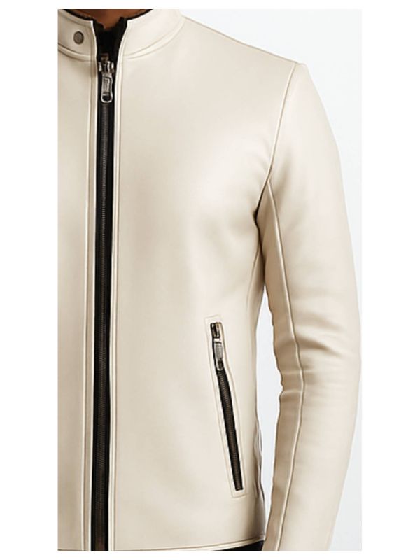 Logan white Leather Jacket - Men Leather Jacket white