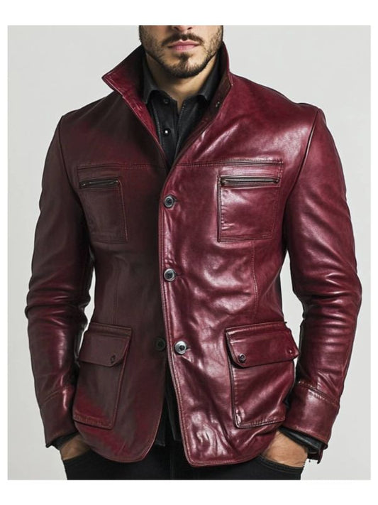 Louie Red Leather Jacket - Leather Jacket for Men Red