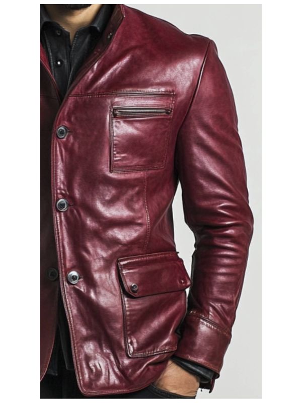 Louie Red Leather Jacket - Leather Jacket for Men Red