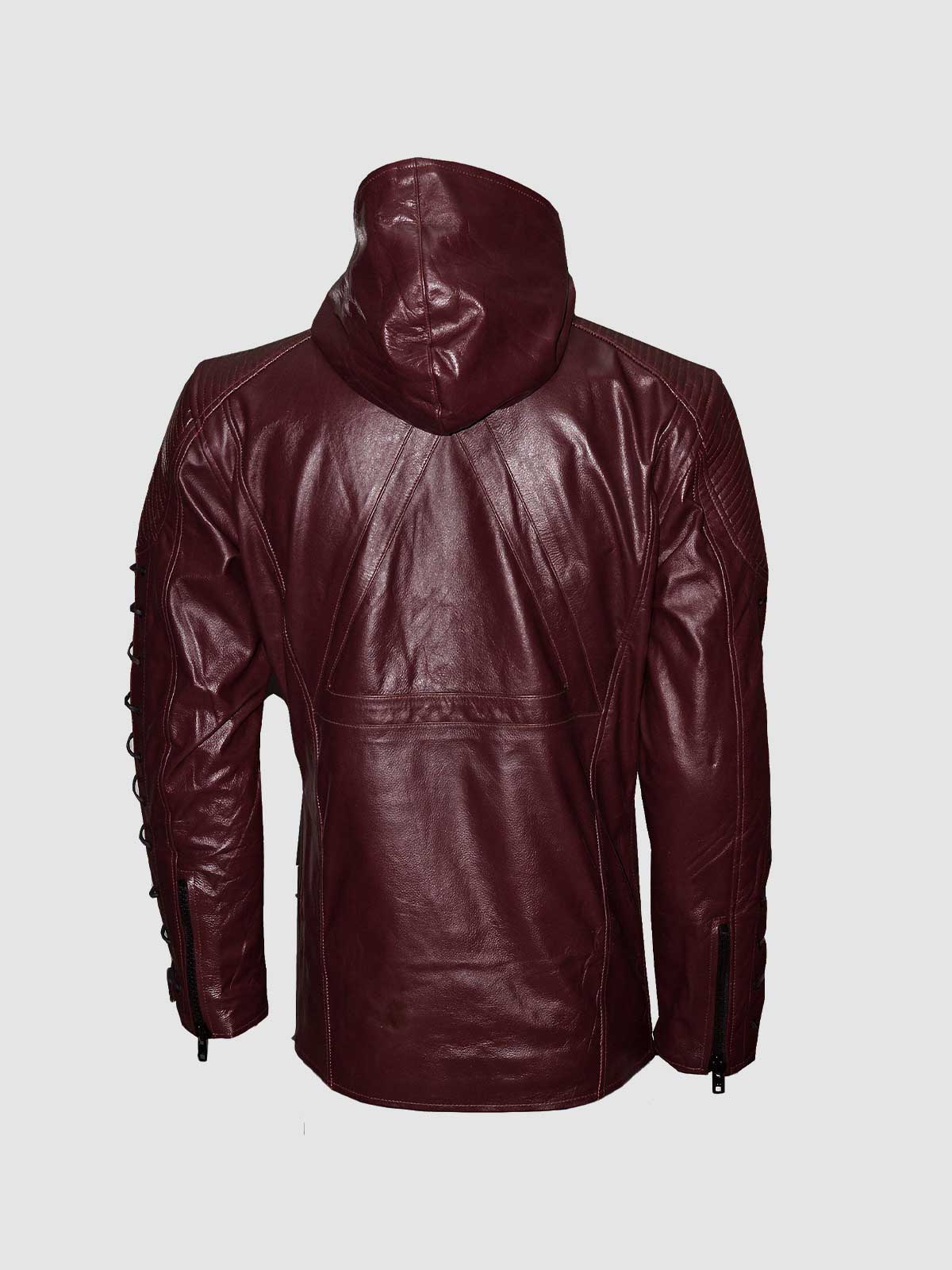 Maroon Leather Hoodie  - Recreated