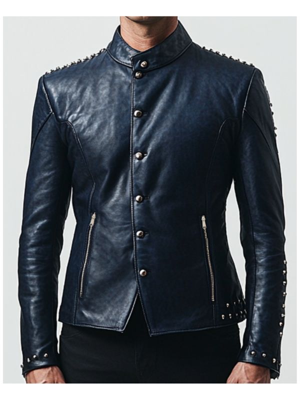 Max Blue Leather Jacket - Men Leather Jacket Blue