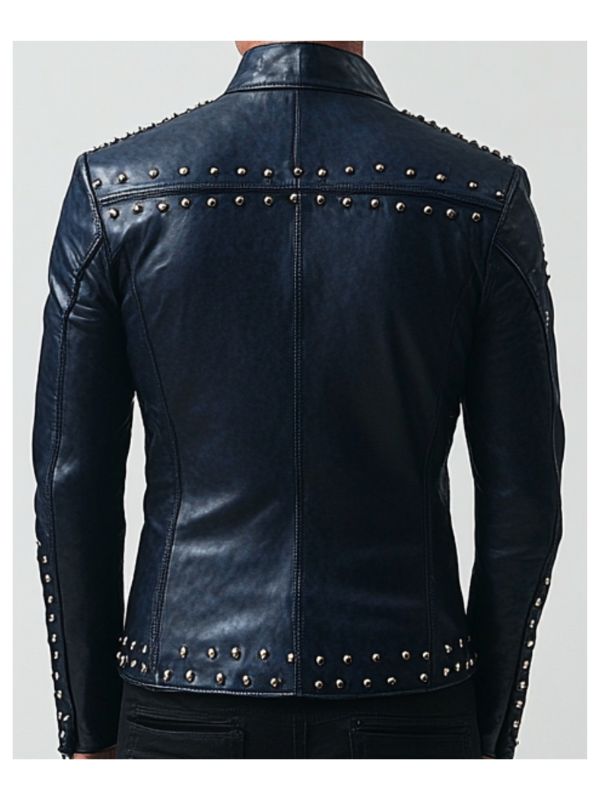Max Blue Leather Jacket - Men Leather Jacket Blue