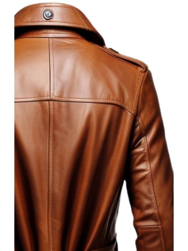 Men Vintage Tan Brown Leather Coat - Leather Long Coat