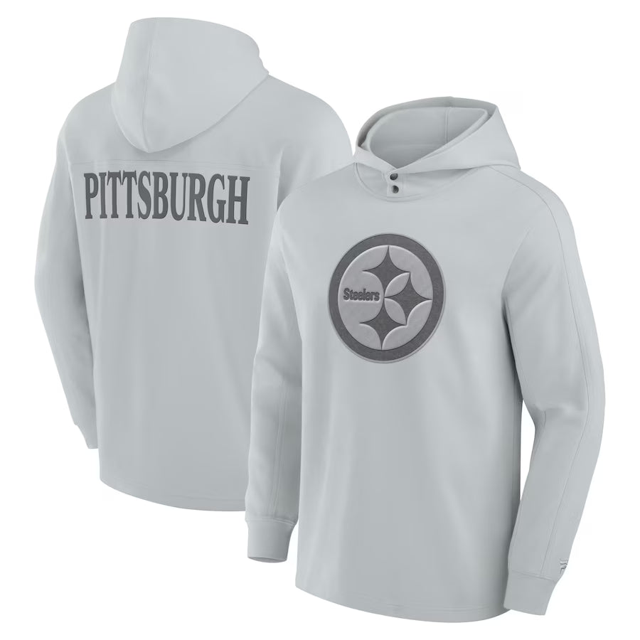 Pittsburgh Steelers FELT Gray Hoodie