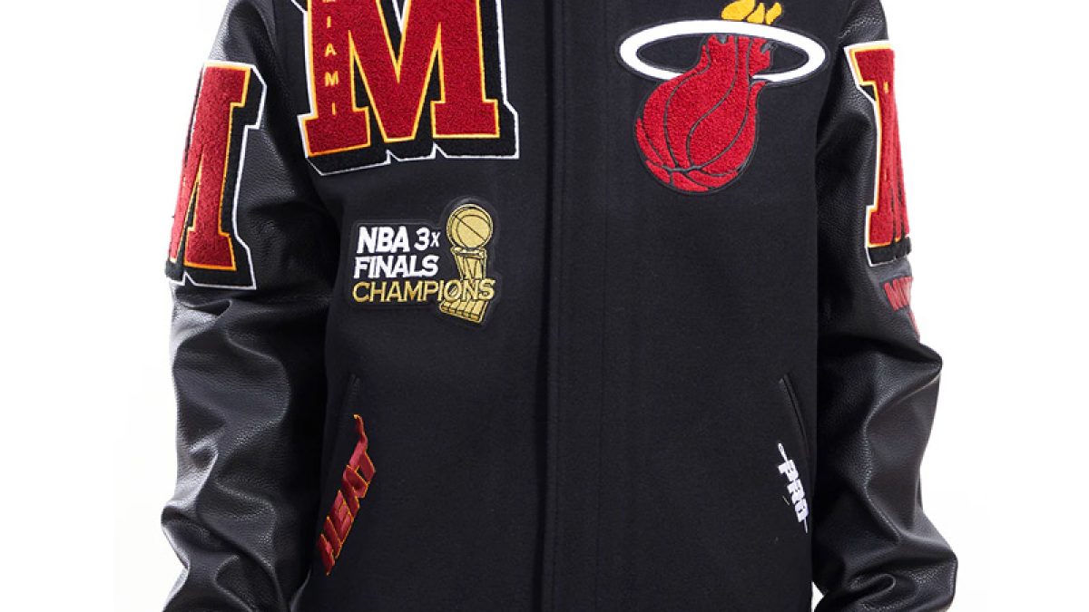 Miami Heat Mashup Logo Black Varsity Jacket  - Recreated