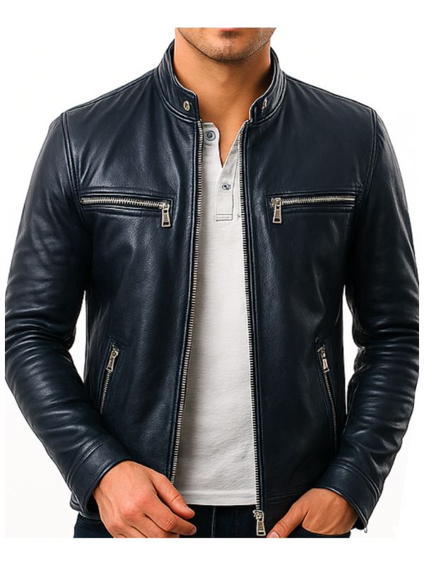 Oliver Black Leather Jacket - Men Leather Jacket Black