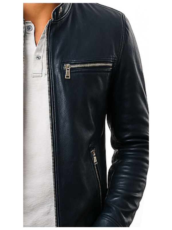 Oliver Black Leather Jacket - Men Leather Jacket Black