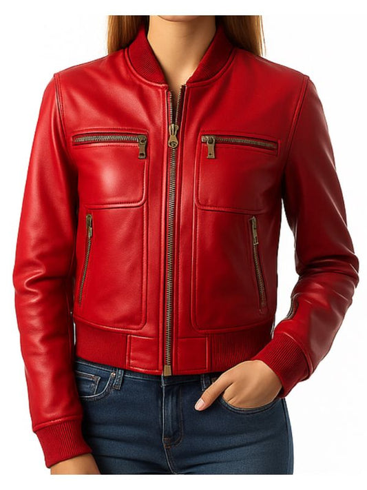 Charlotte Leather Red Jacket - Women Leather Jacket Red