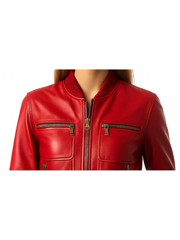 Charlotte Leather Red Jacket - Women Leather Jacket Red