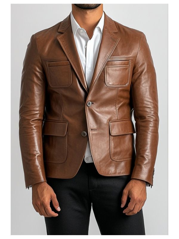 Premium Brown Leather Blazer - Brown Leather Jacket