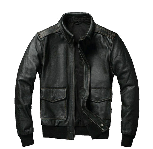 Mens Leather Casual Biker Jacket Coat Soft Motorcycle Genuine Biker Style Fit