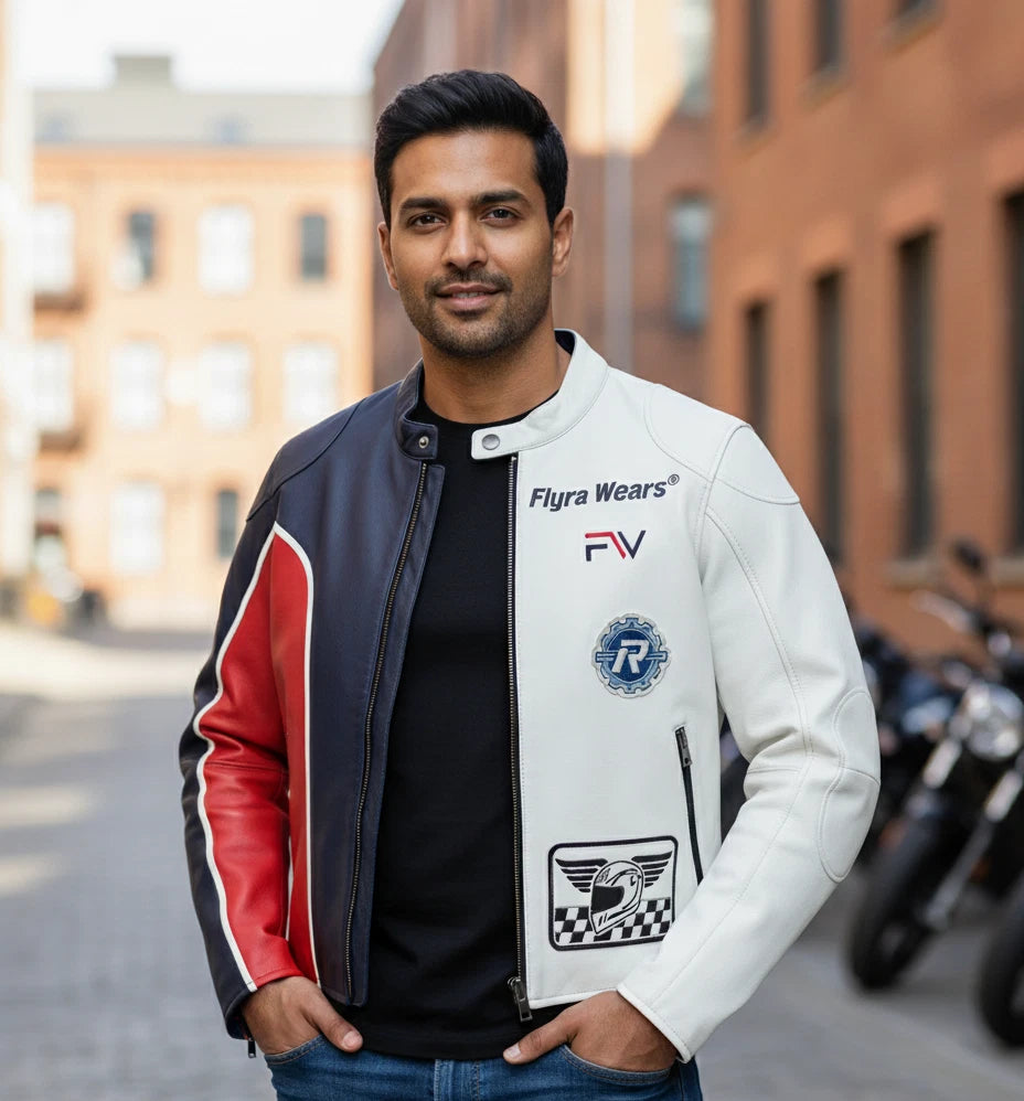 Genuine Cowhide Leather Motorcycle Jacket for Men | Premium Quality | YKK Zips