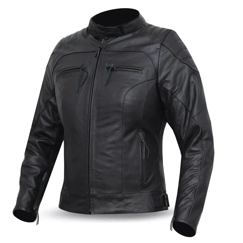 TREVA Ladies Leather Motorbike Protection Jacket - Women's Motorcycle Gear