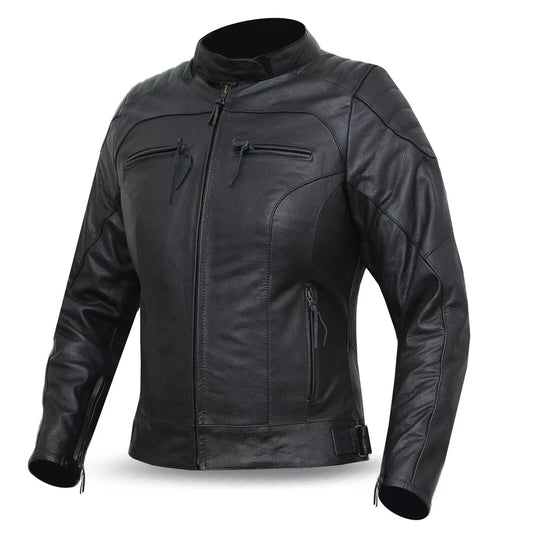 TREVA Ladies Leather Motorbike Protection Jacket - Women's Motorcycle Gear
