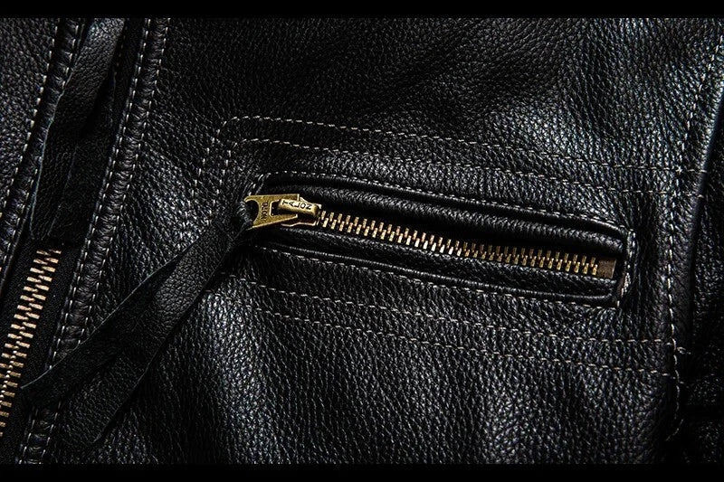100% Genuine Men's Quilted Leather  Motorcycle Jacket - Bikers Leather Jacket