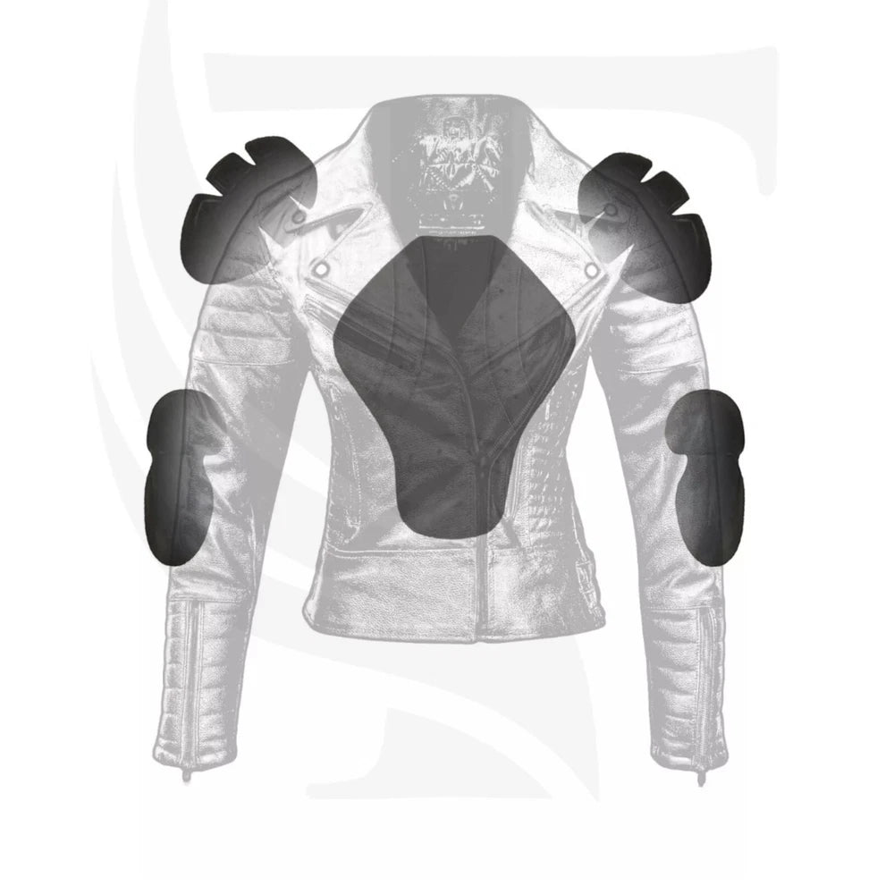 TREVA'S Women's Leather Motorcycle Jacket - Infinity Bikers Riding Jacket