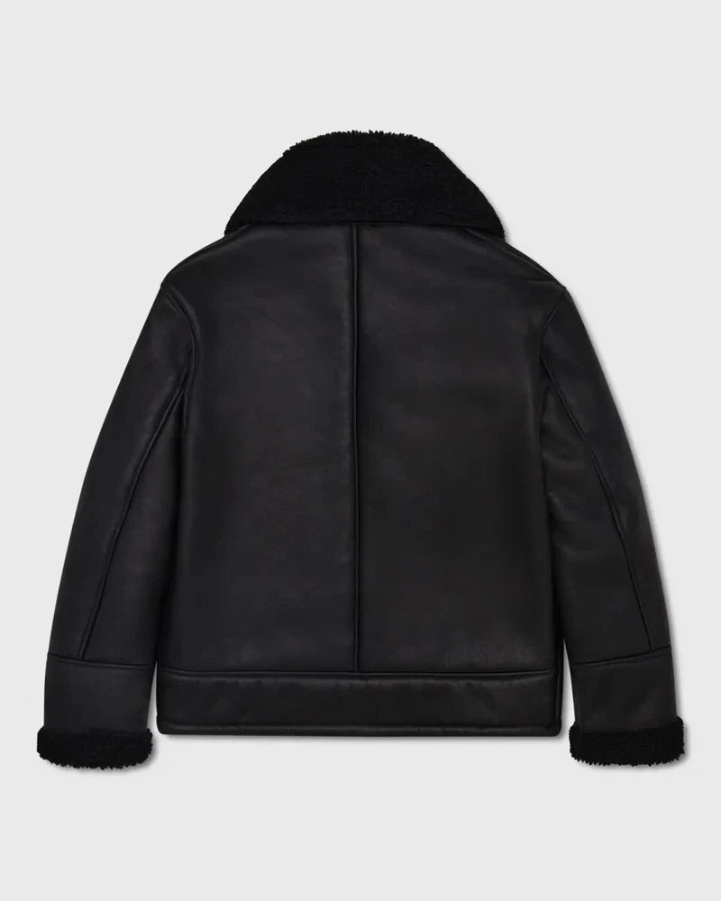 Mens Aviator Pilot B3 RAF Real Fur Shearling Casual Winter Bomber Jacket