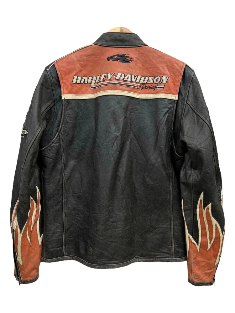 Men's Motorcycle Leather Jacket | Cruiser Biker Style | Vintage Black Rider Coat