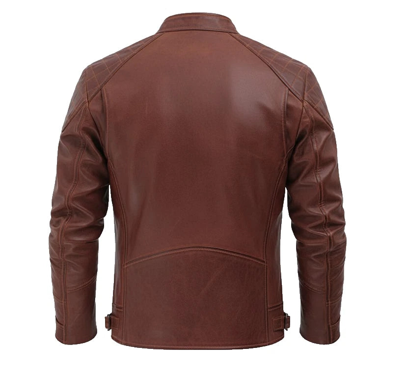 Men's Genuine Leather Biker Jacket | Handmade Motorcycle Coat