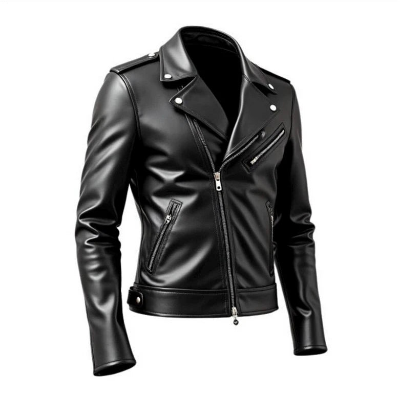 HANDMADE Men's BLACK LEATHER JACKET | GENUINE COWHIDE MOTORCYCLE JACKET