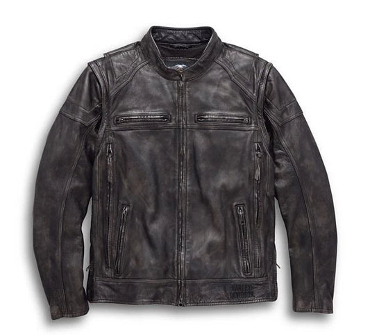 Men's Dauntless Convertible Biker Leather Jacket Vest Treva Cowhide Motorcycle