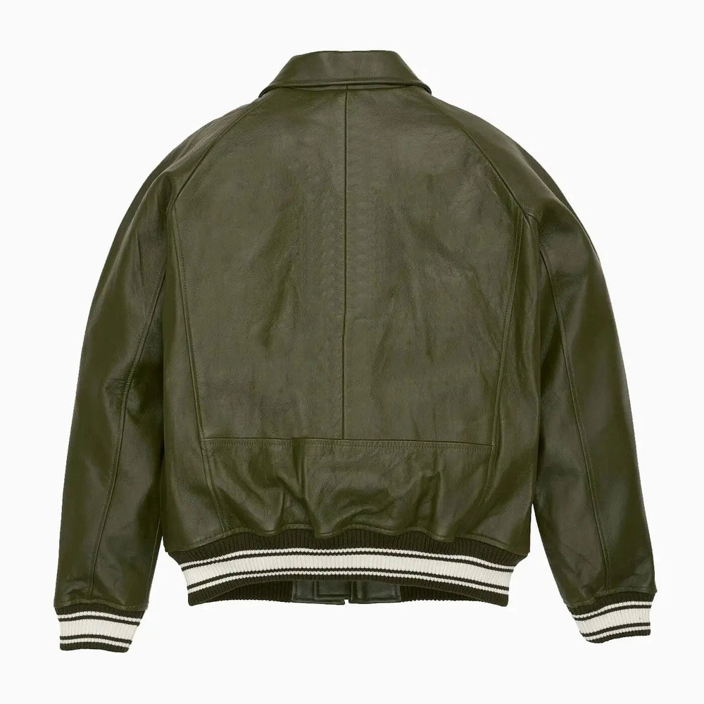 Men's Real Leather Bomber Jacket American Flight Bomber Leather Jacket