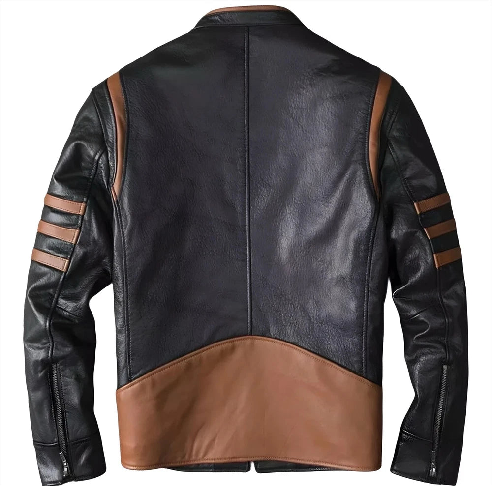 Men's Leather Jacket - Real Cowhide Leather - Cafe Racer - Biker Jacket - Treva
