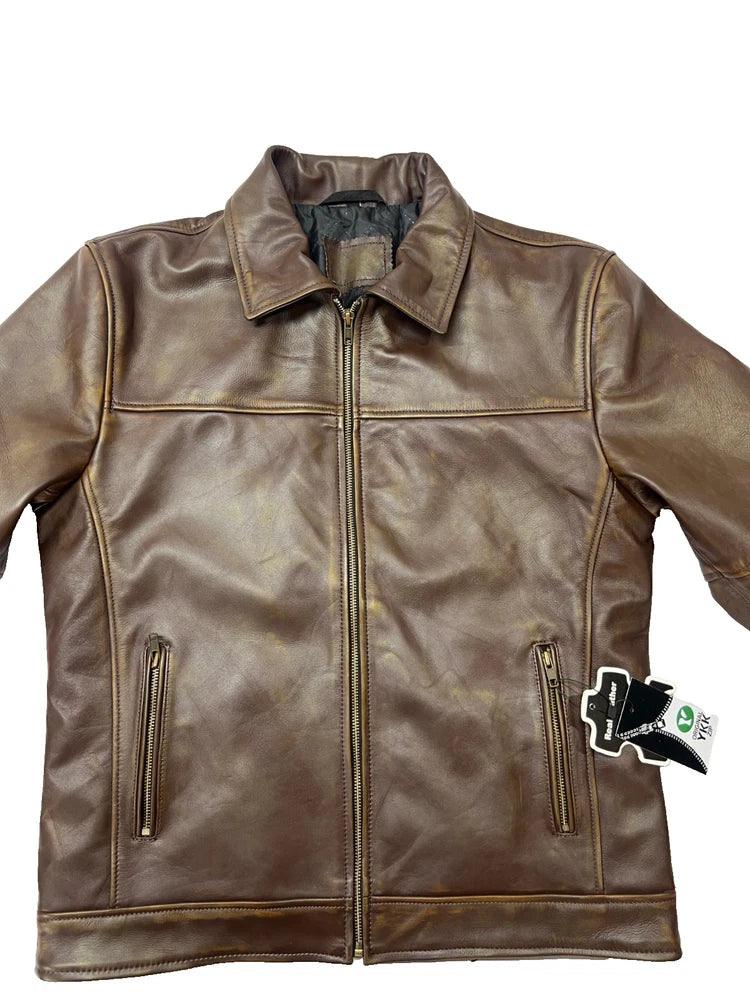 Men's Premium Brown Real Leather Jacket – Classic Style | Timeless Outerwear