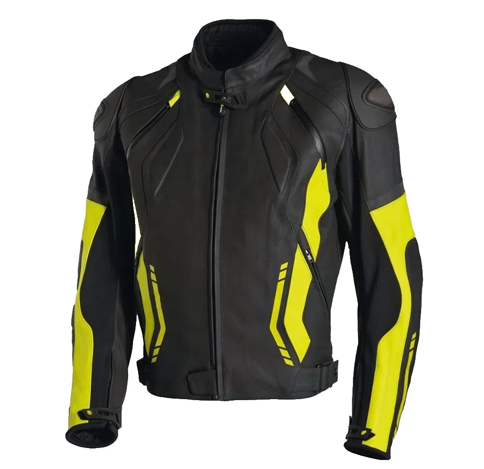Motorcycle Racing Leather Jacket CE Armor | Protective Gear Men |Cowhide Leather