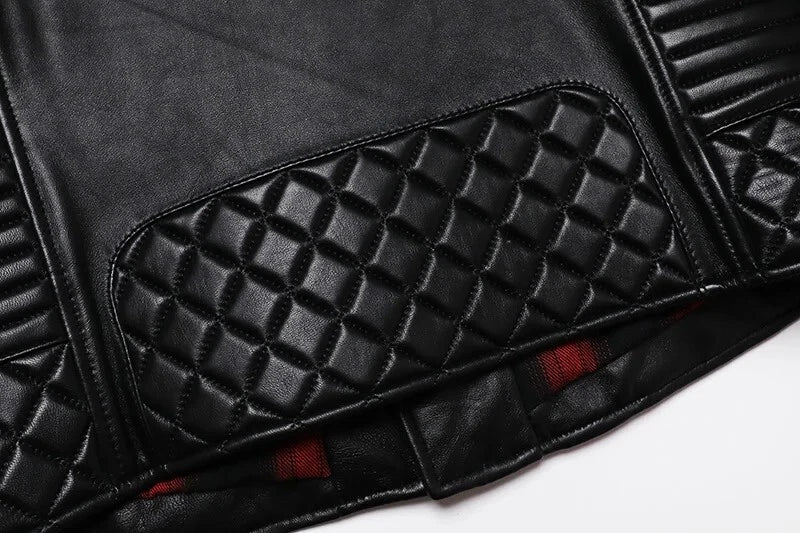 Men's Quilted 100% Genuine Leather  Motorcycle Jacket - Bikers Leather Jacket