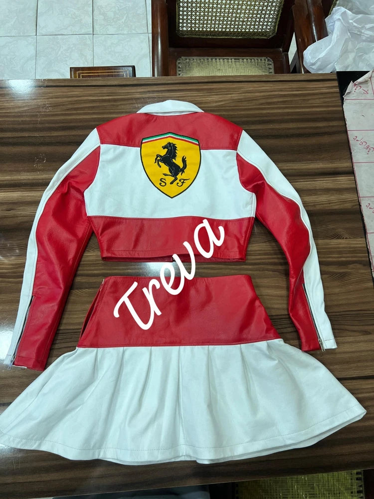 Handmade Women's Leather Skirt-Suit -  FASHION  & MOTORSPORTS - PREMIUM QUALITY