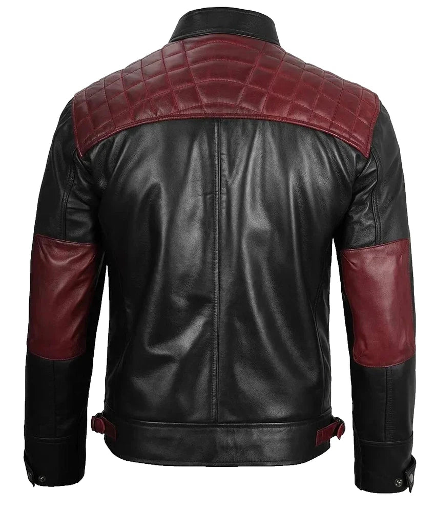 Genuine Real Black Leather Mens Biker Quilted Jacket Motorbike Slim Fit Coat New